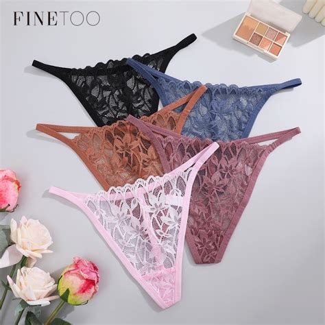 Finetoo Lace Thongs For Women Low Waist G String Lace Floral Panties Bikini Lingerie Shopee