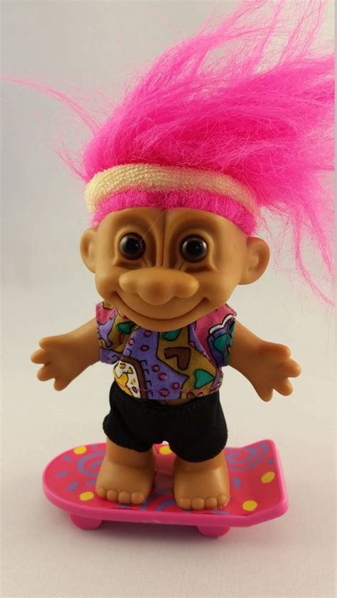 Troll Russ Skateboarding Tall Hot Pink Hair S Toys Etsy Troll Dolls Troll Troll Dolls