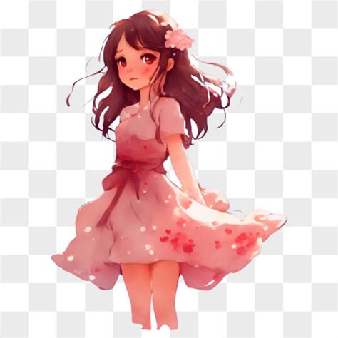 Download Kawaii Anime Girl In Pink Dress With Cherry Blossoms Online