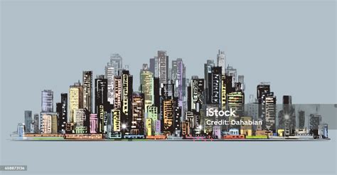 City Skyline Panorama Hand Getrokken Stadsgezicht Vector Tekening Van