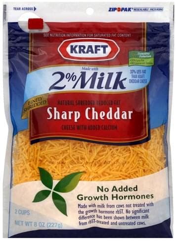 Kraft Reduced Fat Sharp Cheddar Shredded Cheese 8 Oz Nutrition