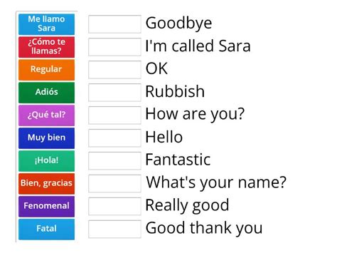 Spanish Greetings Match Up