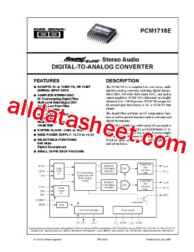 PCM1718 Datasheet PDF Burr Brown TI