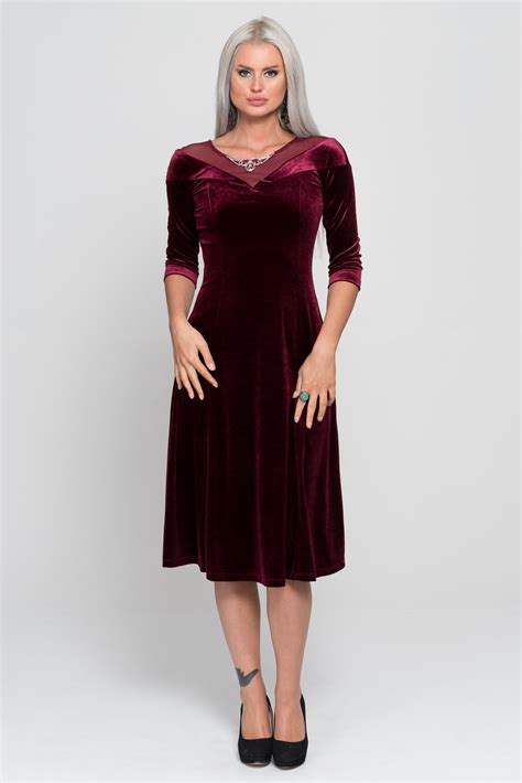 Robe De Soir E Courte En Velours Rouge Bordeaux Ar Abiyefon