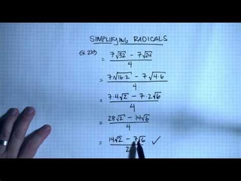 Rationalizing The Denominator Correction Simplifying Radicals Youtube