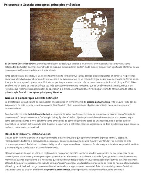 1 Psicoterapia Gestalt Conceptos Principios Y Técnicas Pdf