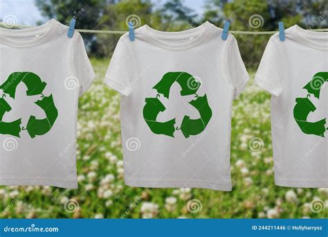 Recycle Clothes Icon On T Shirts On Line Sustainable Fashion Concept