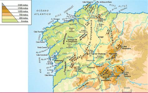 Historia Mapa de los principales accidentes geográficos de Galicia