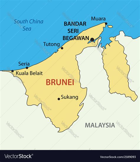 Nation Of Brunei The Abode Peace Map Royalty Free Vector