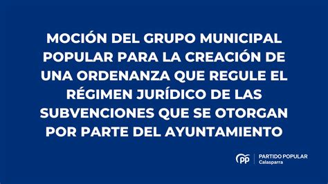 MOCIÓN DEL GRUPO MUNICIPAL POPULAR PARA LA CREACIÓN DE UNA ORDENANZA