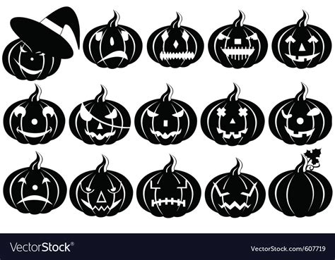 Halloween Pumpkins Silhouette Royalty Free Vector Image