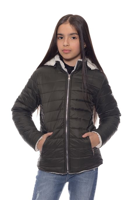 Jaqueta Juvenil Feminina Puffer Capuz Crocker