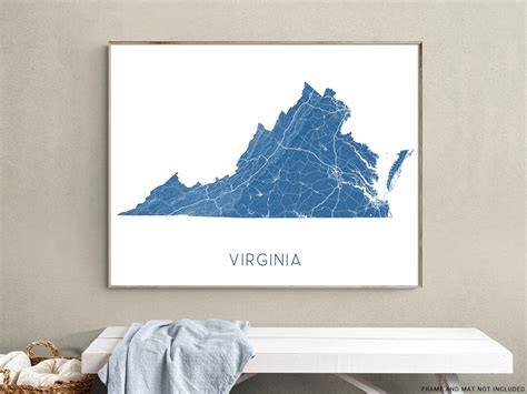 Virginia Topographic Map of Virginia State Wall Art Print Poster, VA ...