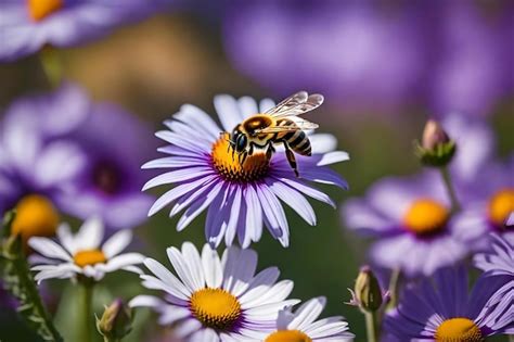 Una Abeja En Una Flor Morada Foto Premium