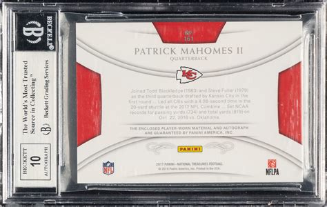 Panini National Treasures Football Patrick Mahomes Ii Rookie