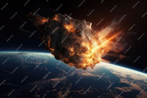 Premium Photo | A broken meteorite flies to earth