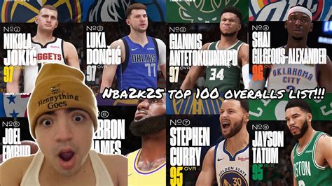 2K WILD NBA2K25 TOP 100 PLAYER OVERALLS LIST YouTube