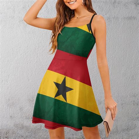 Ghana Ghanaian Flag National Flag Of Ghana Women S Sling Dress Casual