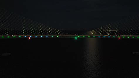 Video of the Sunshine Skayway Bridge in Florida at night while a cargo ...