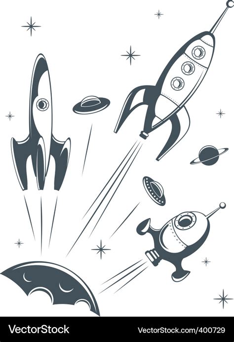 Retro Spaceship Royalty Free Vector Image Vectorstock