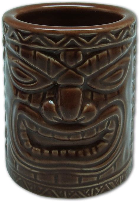 Tiki Shot Glass Lucky Tiki Brown Shot Glass Tiki Hawaiian Ts