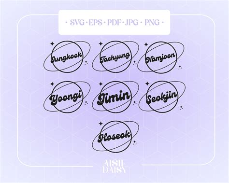 Bts Svg Eps Pdf Png Bts Member Lightstick Etsy