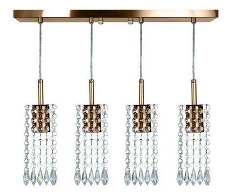 Lustre Pendente Clearcrillic Quadruplo Cristal Acr Cobre