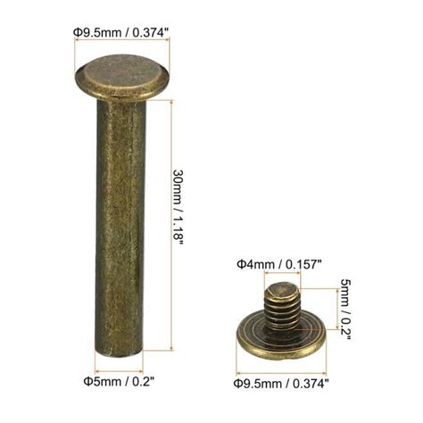 100 Ensembles De Vis Chicago Vis De Reliure À Tête Cruciforme M5X30Mm