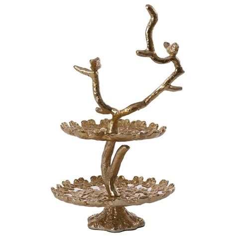 Etagere Bird 2 Laags Glanzend Goud Koop Je Bij Decoraid Decoraid