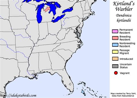 Kirtland's Warbler - Species Range Map