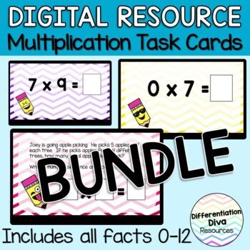 Digital Multiplication Task Card Bundle Designed For Google Classroom