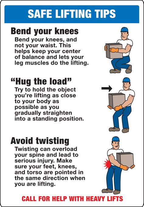 Bend Your Knees Avoid Twisting Safe Lifting Tips Safety Sign MGNF515