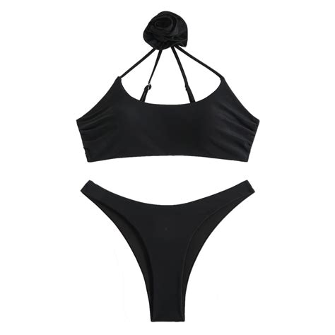 BeAi Plus Size Swimsuit For Women One Piece Push Up Halter Bikini Sets For Women Modest Swimwear