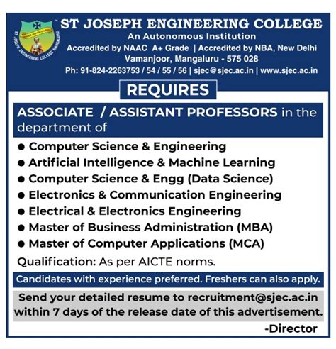 St Joseph Engineering College | FacultyPlus