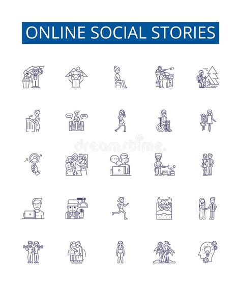 Online Social Stories Line Icons Signs Set Design Collection Of