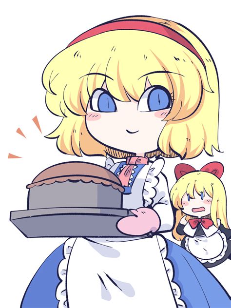 Safebooru 1girl Alice Margatroid Apron Blonde Hair Blue Dress Blue Eyes Blush Stickers Closed