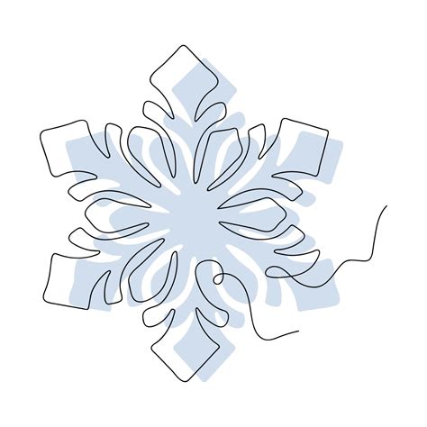 Continuous One Line Drawing Of Snowflake Concept Of Winter And