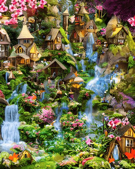 Fairytale Village in a Whimsical Forest · Creative Fabrica