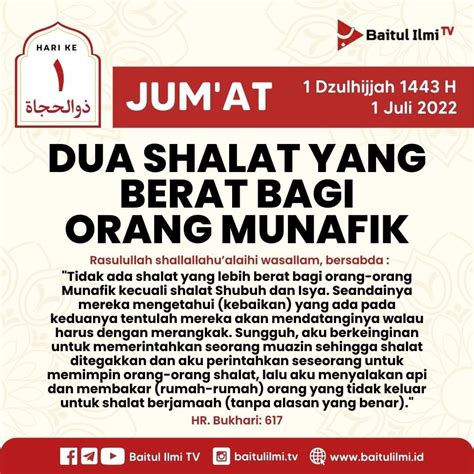 Dua Shalat Yang Berat Bagi Orang Munafik Atmago