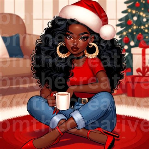 Black Christmas Woman Png Christmas Png Black Woman Png African