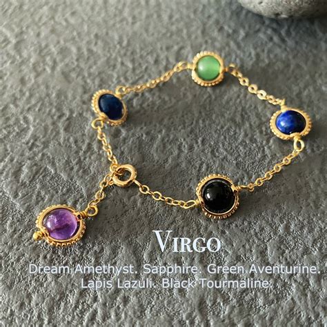 Virgo Crystal Bracelet, Handmade Zodiac Gemstones, Amethyst,sapphire,green Aventurine,lapis ...