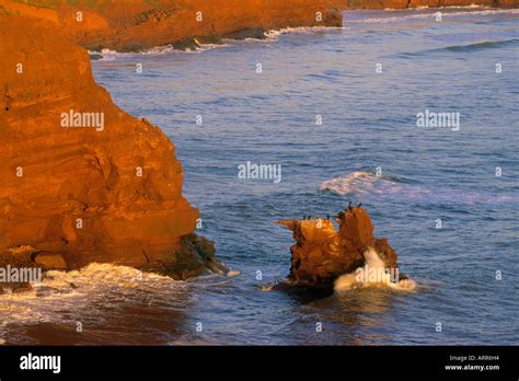 Red Sandstone Cliffs Cape Tryon Prince Edward Island Canada Stock