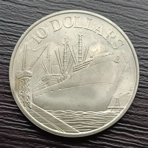 [Silver Coin] 1976 Singapore 10 Dollars - Freighter ( 41mm Silver.500 ...