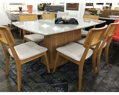 Conjunto Mesa De Jantar 1 80m IBIZZA 6 Cadeiras ONIX 103