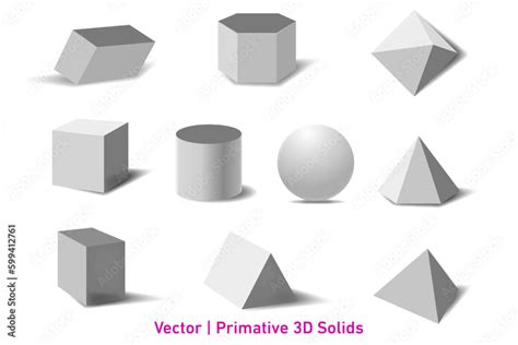 Vector primitive 3d shapes Stock Vector | Adobe Stock