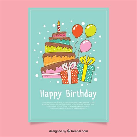 Tarjeta de cumpleaños en diseño plano Vector Gratis