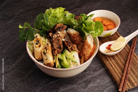 Vietnamese Special Combination Vermicelli Bowl Stock Photo | Adobe Stock