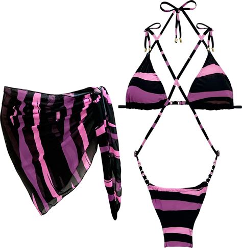 Amazon Bikini Sets For Women Piece Swimsuits Sexy Bathing Suit Stripe Bikini Padded