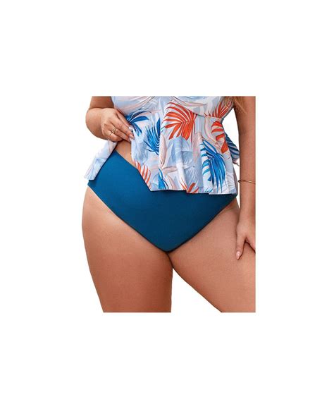 CUPSHE Myra High Waisted Plus Size Bikini Bottom In Blue Lyst