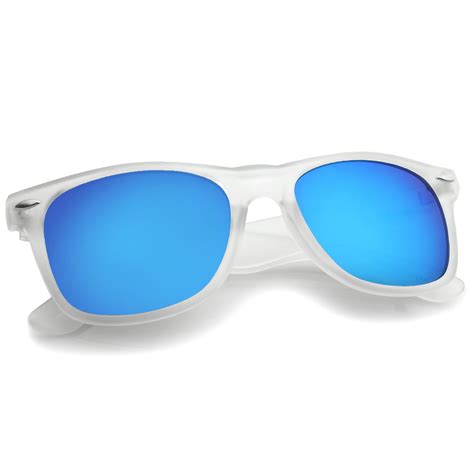 Matte Frosted Frame Reflective Colored Mirror Lens Horn Rimmed Sunglas Sunglass La